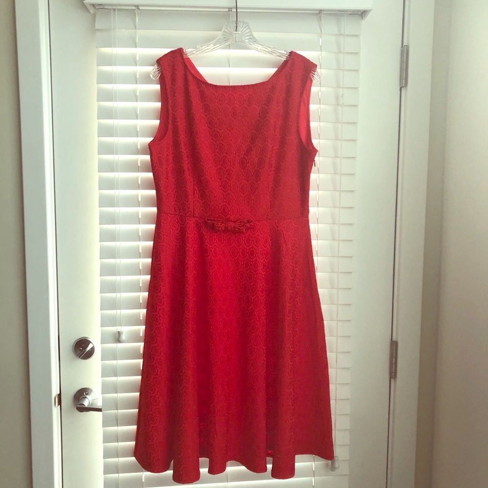 Red lace fit and flare dress